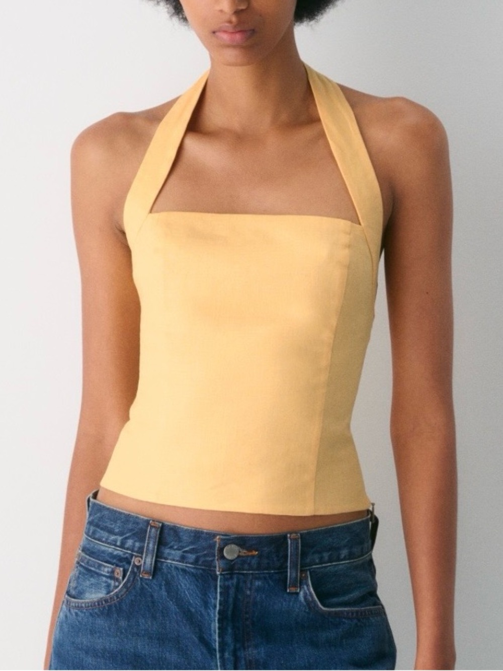 Wilfred Whisper Linen Halter in  Sunglow Yellow Square-Neck NWT